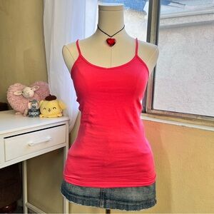 Forever 21 slim fit spaghetti strap coral pink cami top size S